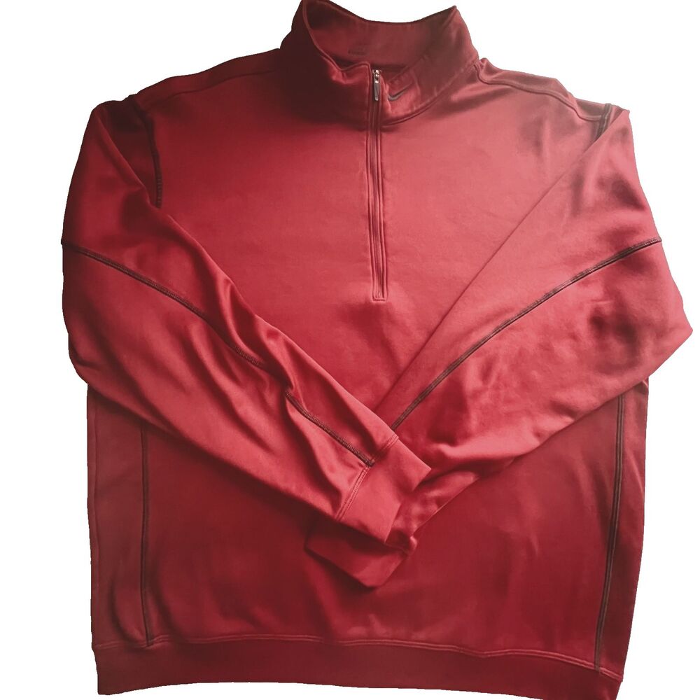 Nike Mens Golf 1/2 Zip Pullover  L Therma-Fit Red Performance Athleisure